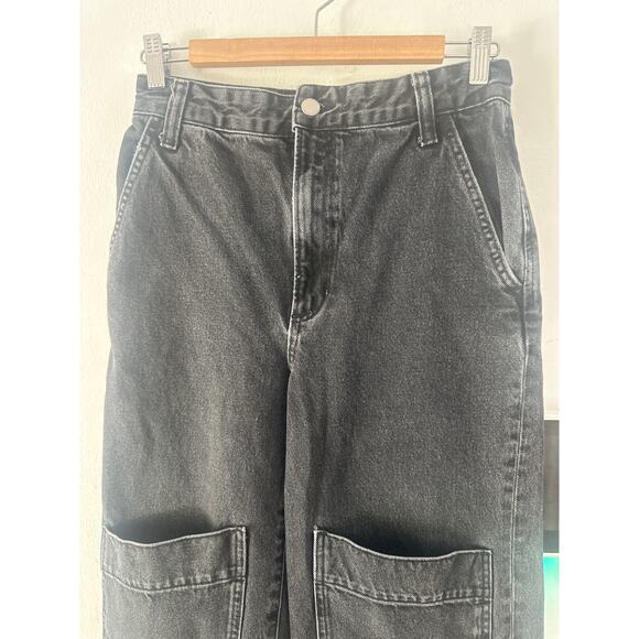 Zara Cargo Utility Belted Denim Jeans High Rise Wide Gray Sz2 belt not included - Picture 6 of 16